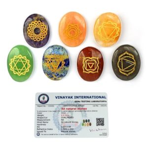 Reiki Crystal Products 7 Chakra Symbol Engraved Set Healing Gemstone for Reiki Healing Crystal Healing